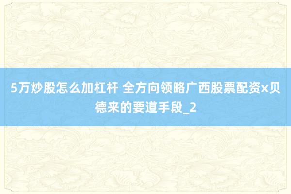 5万炒股怎么加杠杆 全方向领略广西股票配资x贝德来的要道手段_2