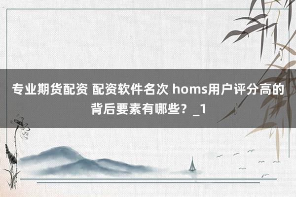专业期货配资 配资软件名次 homs用户评分高的背后要素有哪些？_1